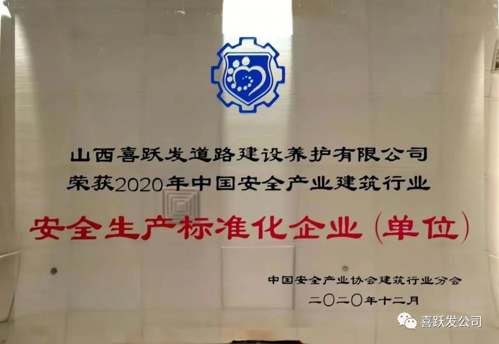 喜讯 | 喜跃发荣获“2020年中国安全产业建筑行业安全生产标准化企业”(图4)